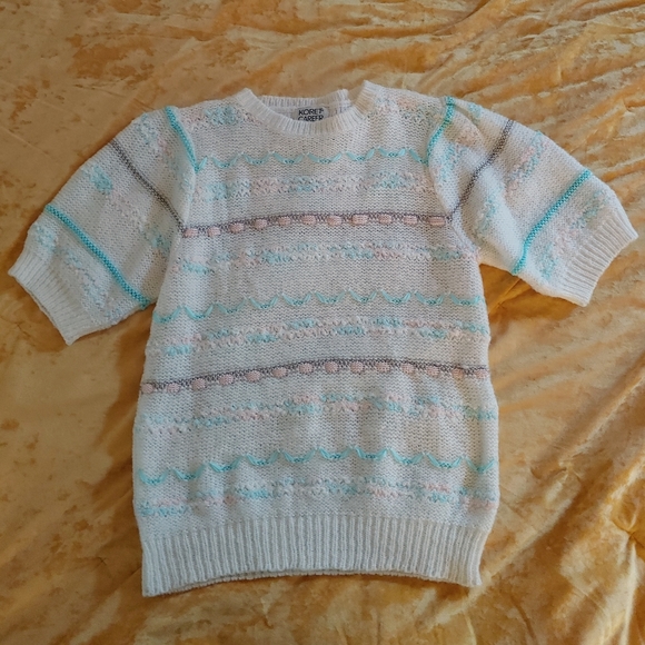 Vintage Short Sleeve Knit Sweater Cottagecore - Picture 4 of 7